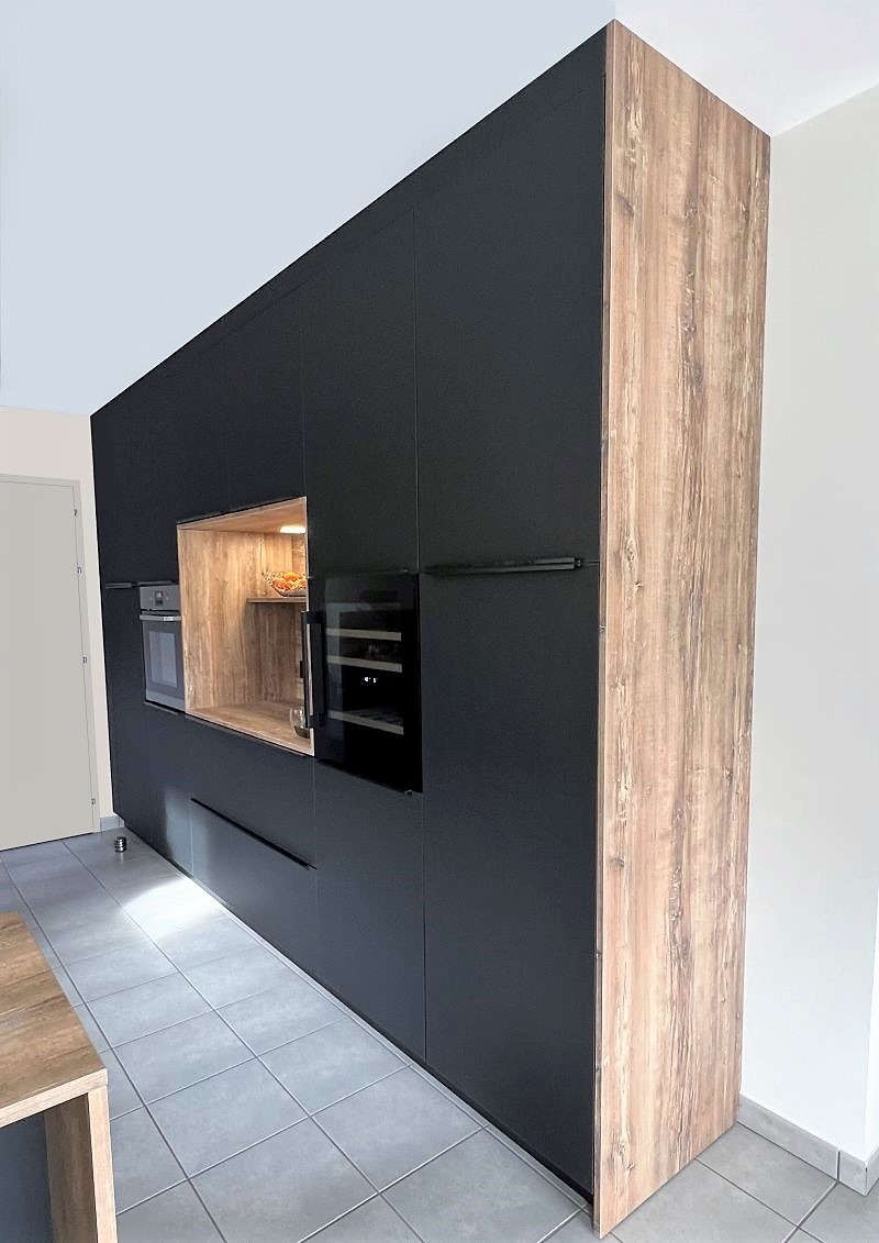 Colonne réfrigérateur et cave à vin intégrés dans cuisine ARMONY sur mesure à La Chapelle-sur-Erdre